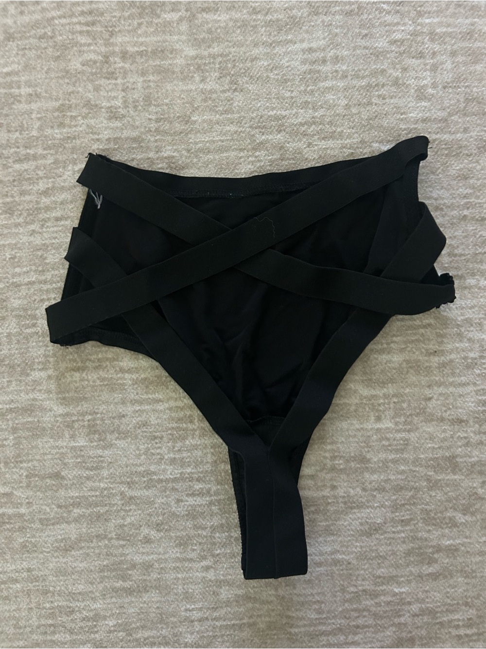 iHeartRaves Black Strappy High-Waist Swim Bottoms